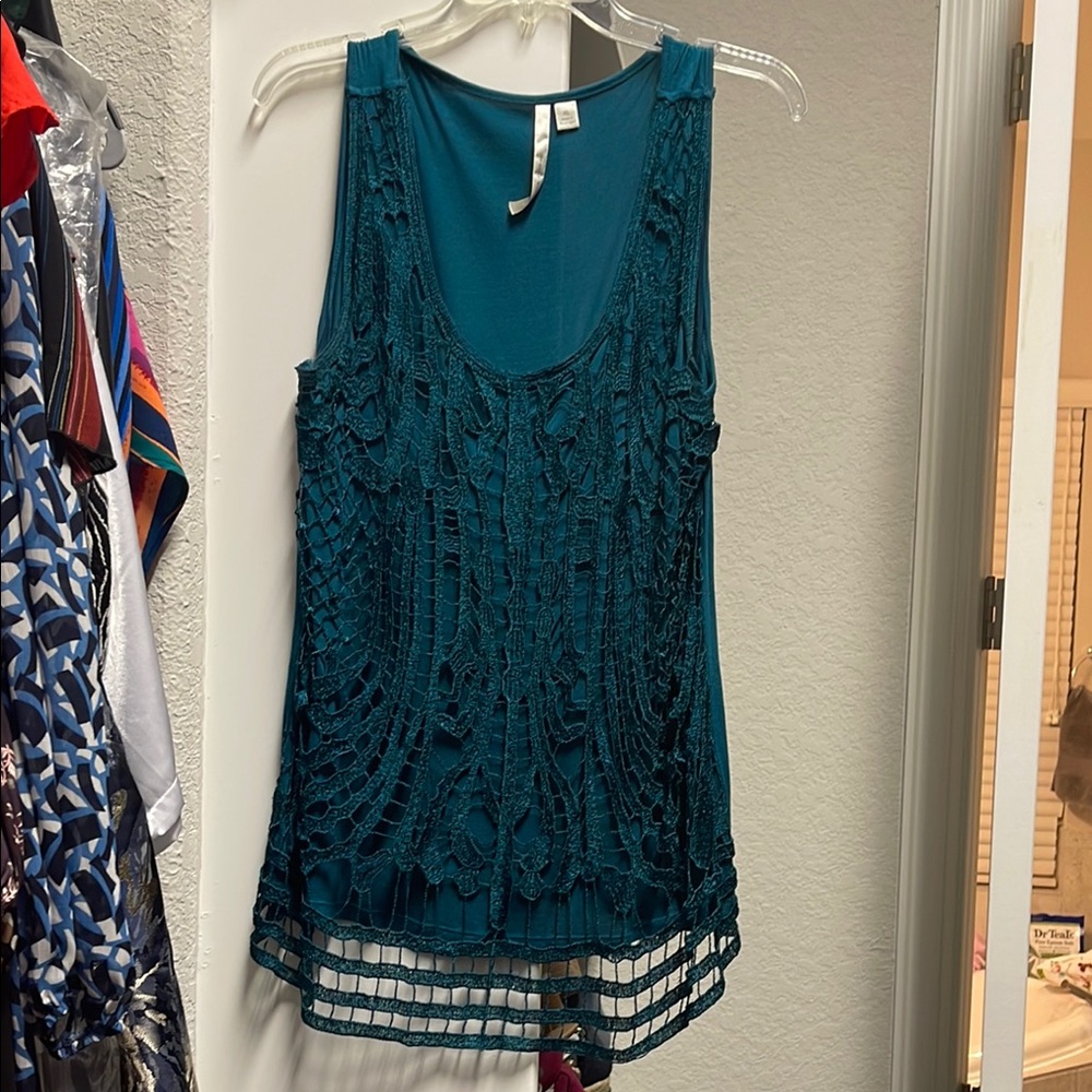 Teal Sleeveless Crochet Top